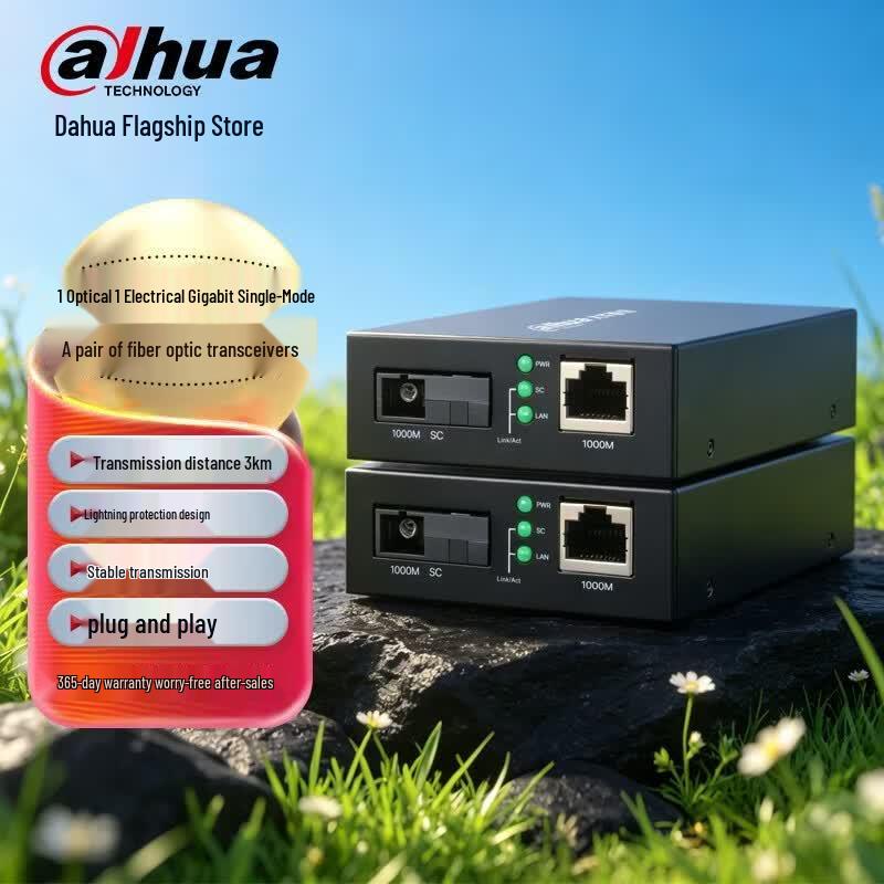 Dahua Enterprise Gigabit Fiber Optic Media Converter CN plug (adapter included)