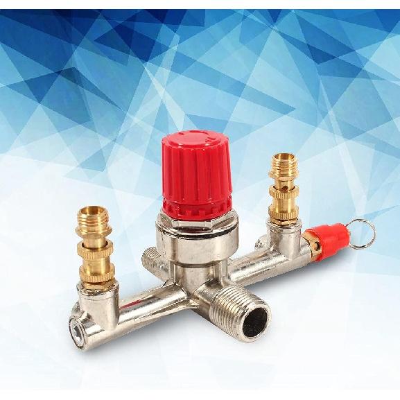 Double Outlet Tube Alloy Air Compressor Switch Pressure Regulator Valve Fit Part