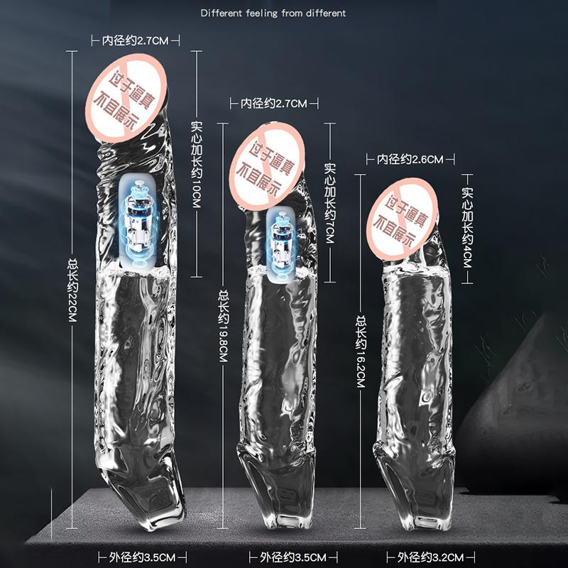Men's penis enlarge sheath extra lengthen thicken Penis Enlargement Crystal Condom