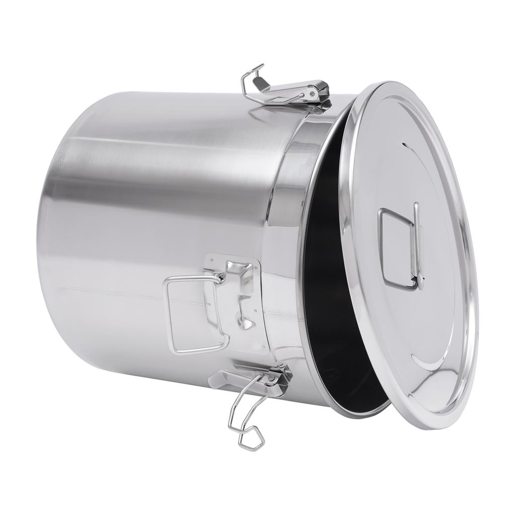 33L Airtight Rice Bucket Canister Food Storage Container 304 Stainless Steel Flat Bucket Bottom for Storing Rice, Flour, Cereals