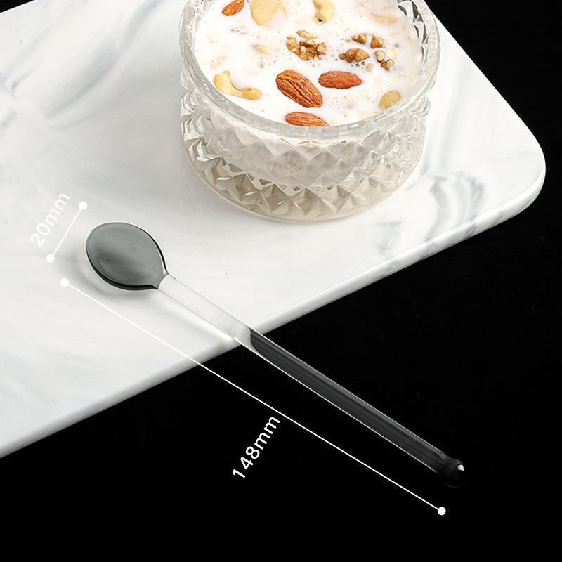 Glas-Rührlöffel Langer Griff Transparent Bunt Hitzebeständig für Kaffee Milchtee Zuhause Restaurant Catering-Bedarf
