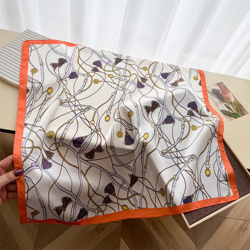 Elegant Printed Silk Like Small Square Scarf For Women 66*70cm