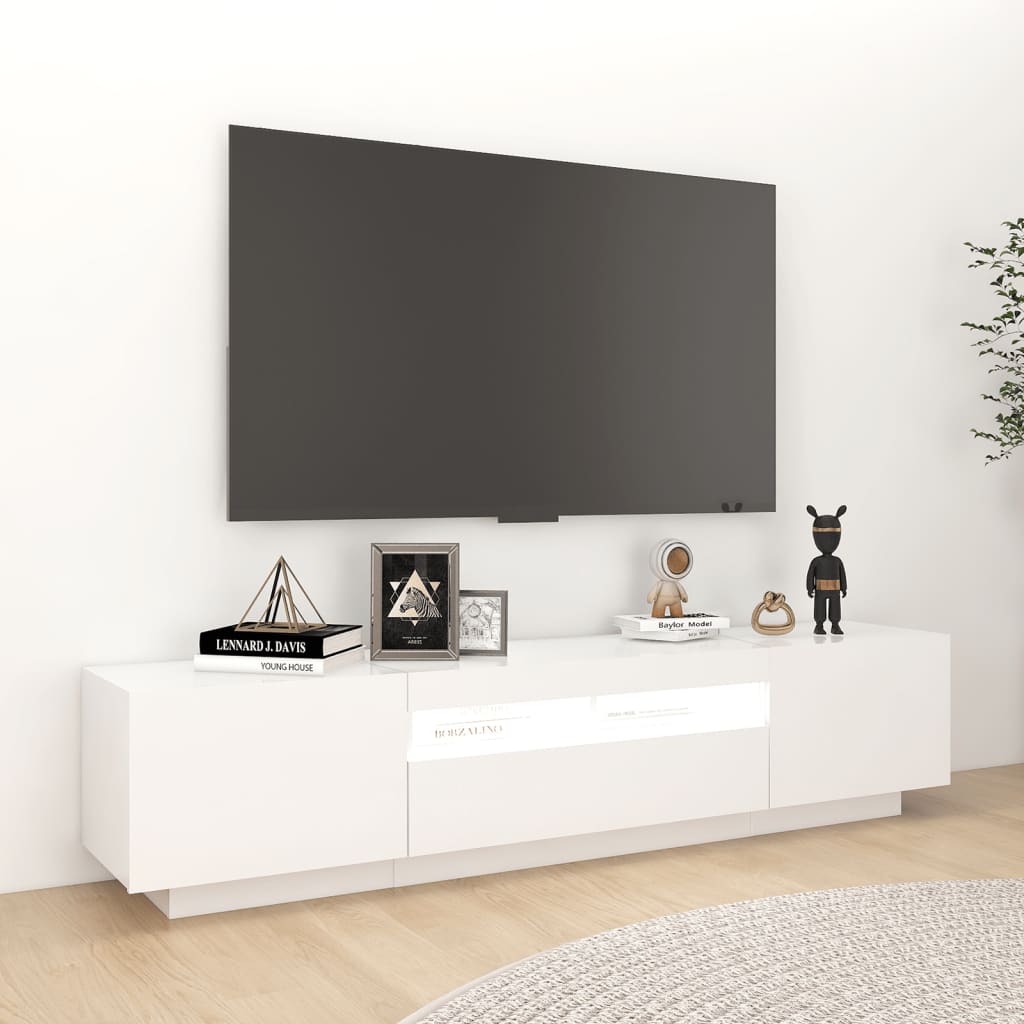 Vidaxl Szafka Tv Z Oświetleniem Led, Biała, 180X35X40 Cm