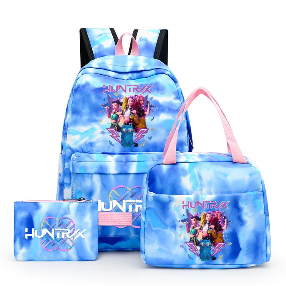 3Pcs/set Cartoon Anime Kpop Printed Backpack with Lunch Bag Pengcil Case Large Capacity Travel Bag for Teenager Girl Boy Bookbag Kid Gift Rucksak