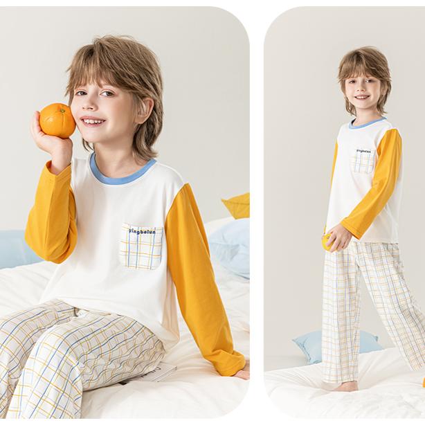 Yingbolun's 26th Summer New Boys' Long Sleeved Pants Lycra Cotton Set A-class Home Clothes