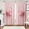 2PCS Pink Crown Curtains   Polyester Material Design with Rod Bags   Bedroom   Home Decoration