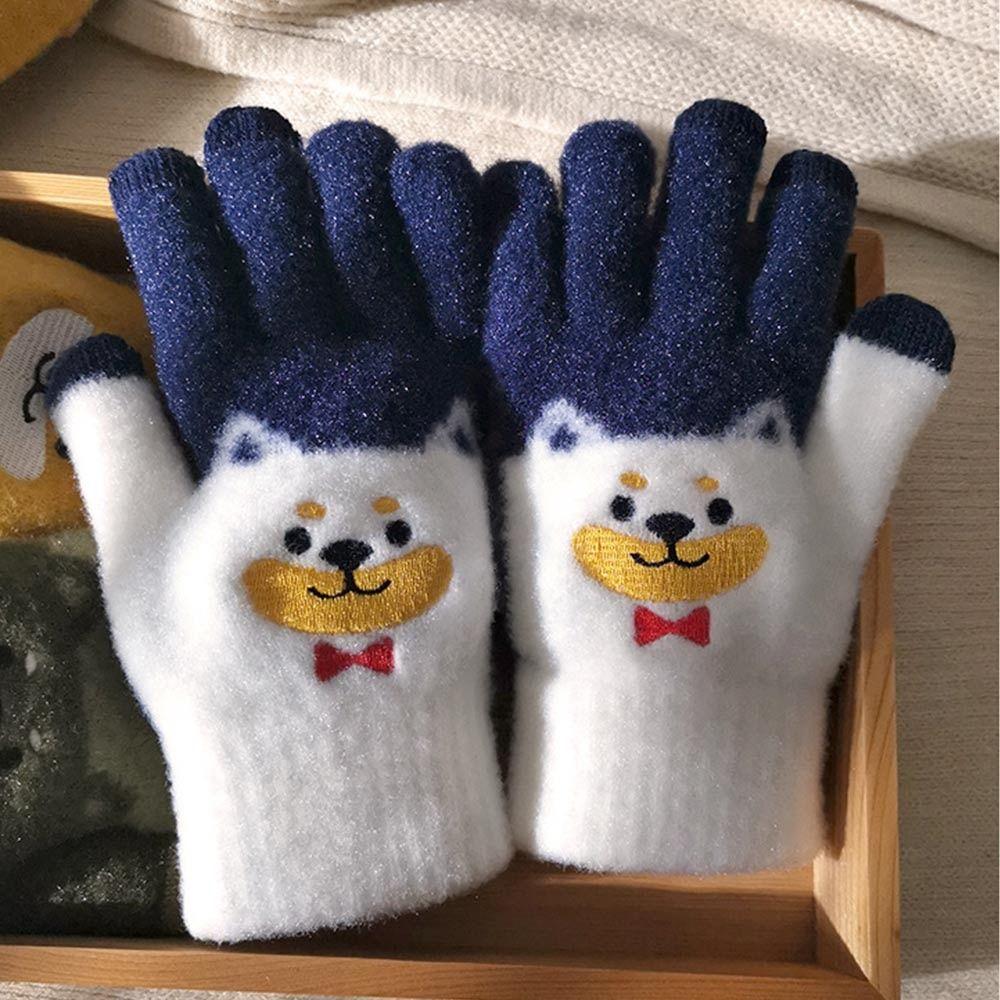 Finger-Separating Touch Screen Gloves Cartoon Dog Warm Gloves Sweety Winter Gloves Outdoor Wear