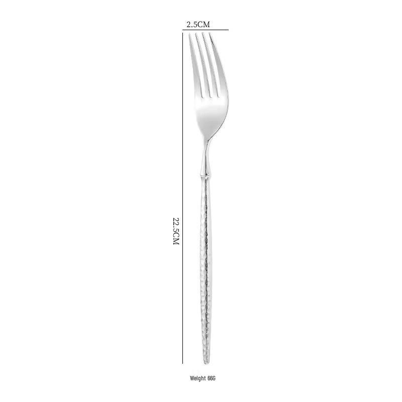 Western Cutlery Set: Hammered 304 Stainless Steel Knife, Fork, Spoon, Dessert Spoon, Fruit Fork, Steak Knife
