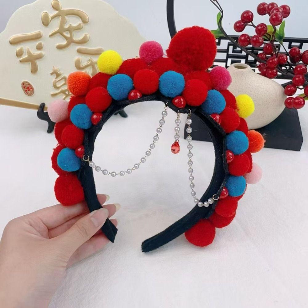 Pearl Chinese New Year Headwear Tang Suit Hair Hoop Hanfu Headwear Beijing Opera Headband Girls