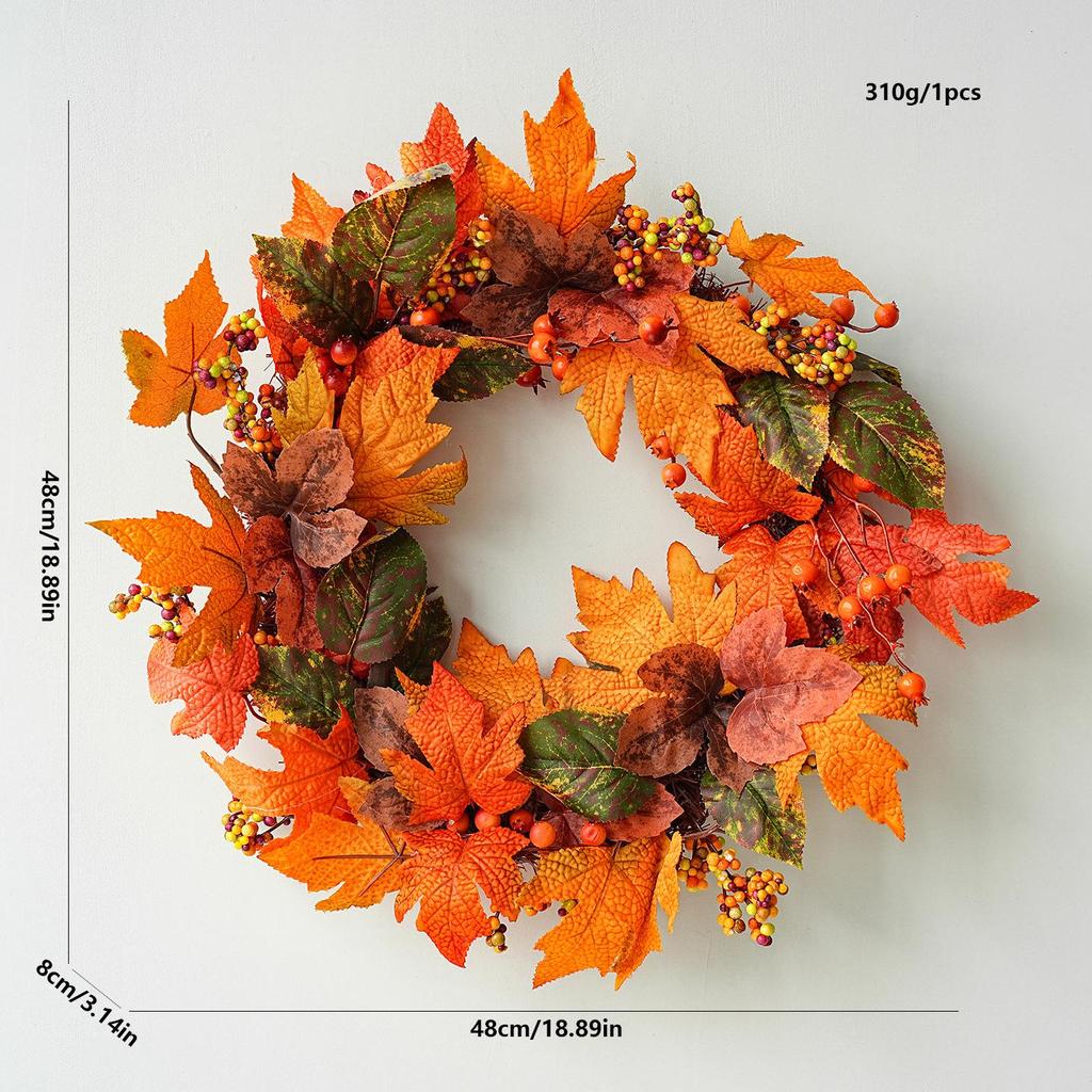 Autumn Harvest Sunflower & Maple Leaf Wreath for Thanksgiving Doorway Decoration
