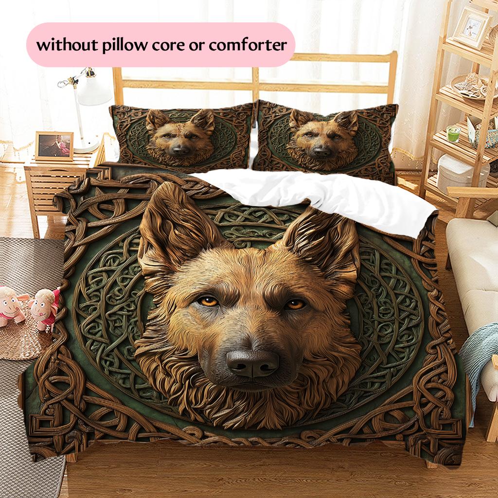 German Shepherd Pattern Bedding Home Decoration Birthday Gift (1 * duvet cover + 2 * pillowcase, without core)