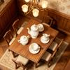 1 Set Simulation Mini Flower Relief Dish Model Miniature Dollhouse Teapot Tea Cup Kit Doll House Decor Accessories