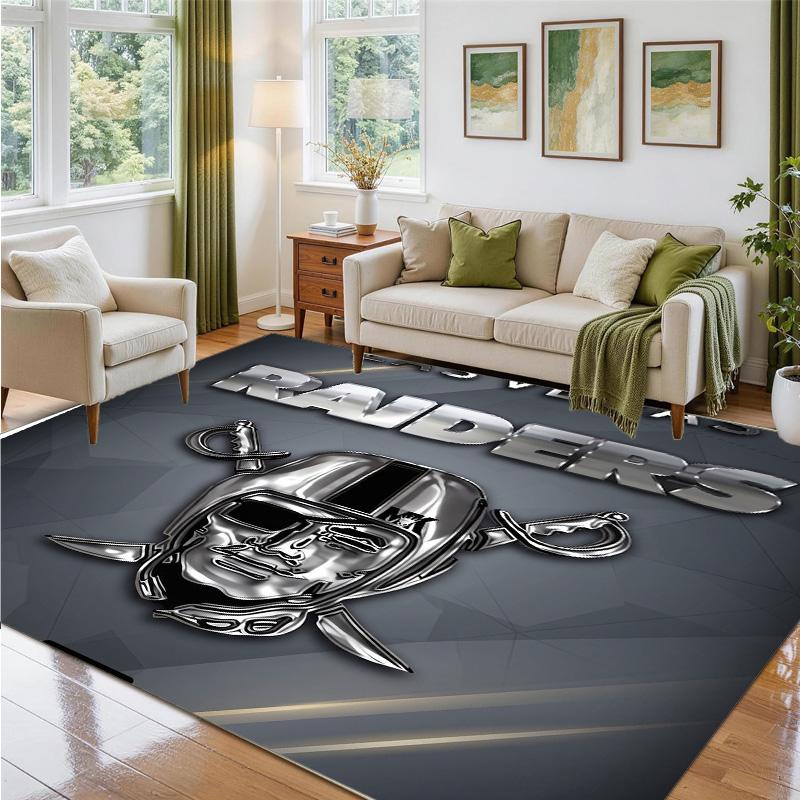 Las Vegas Raiders Design Crystal Velvet Rug Soft Decorative Mat for Bedroom Entrance