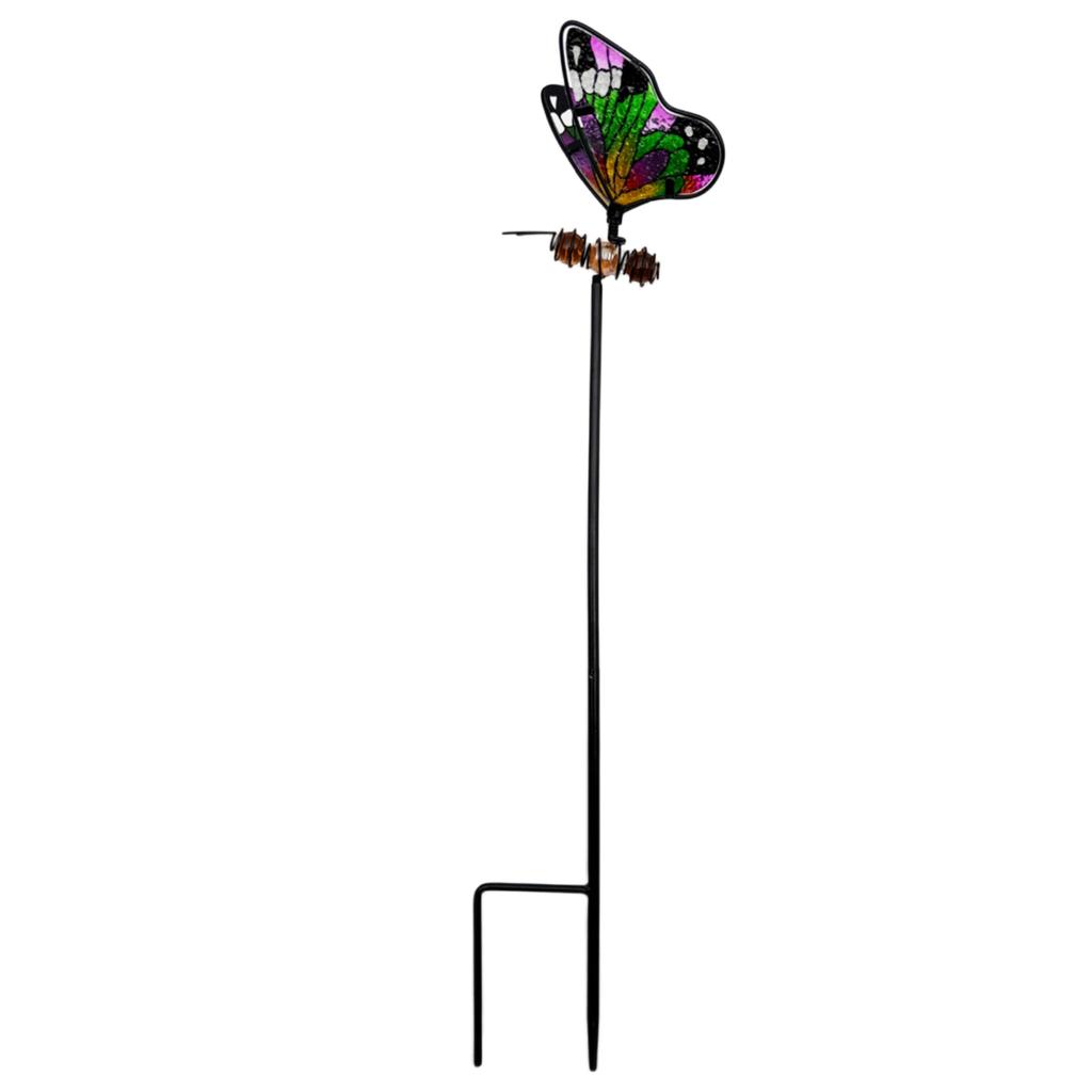 Metal Garden Stake Butterfly and Dragonfly Decorative Plant Pot Ornament Outdoor Yard Lawn Art Sculpture with Ground Insert