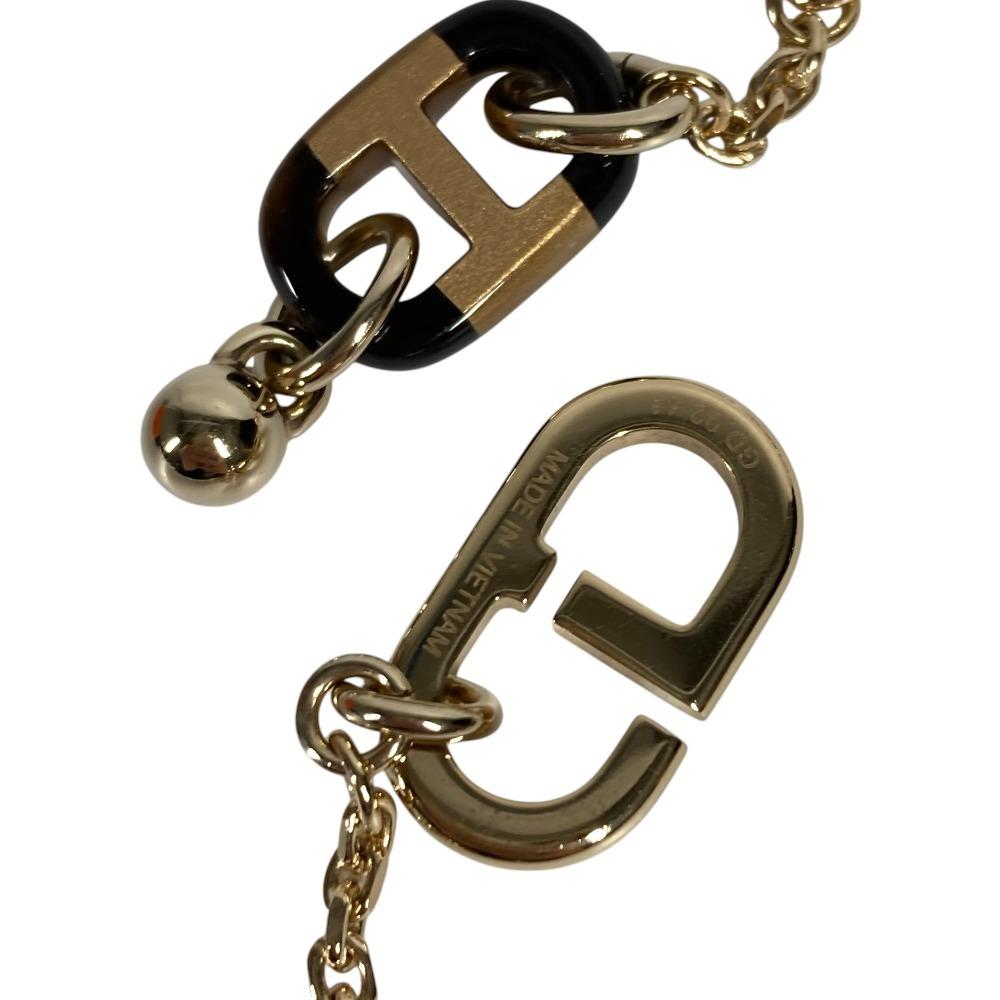 HERMES Shurmail PM Chain Jewelry Necklace Buffalo horn / Metal Gold/Brown