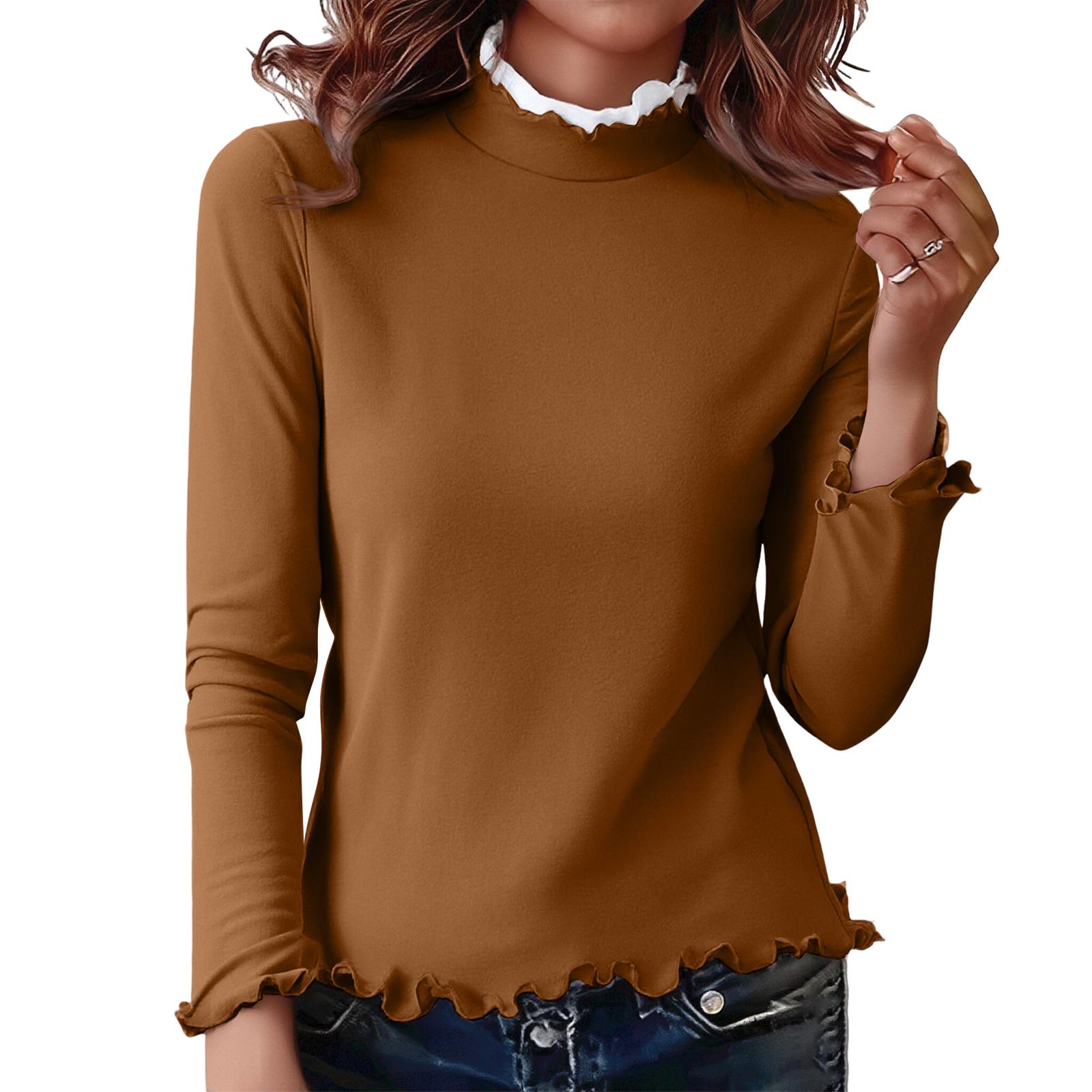 

Ladies Slim Fit Pullover Shirt With Lace Collar, Black Fungus Edge, German Velvet Long Sleeved Base, Top XXL