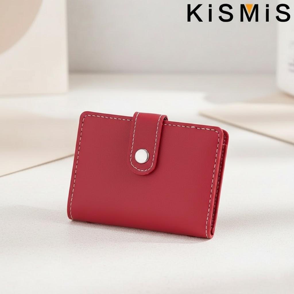 

Slim Minimalist PU Leather Card Holder 26 Card Slots Organizer Wallet Compact Stylish Accessory Men Women червоний