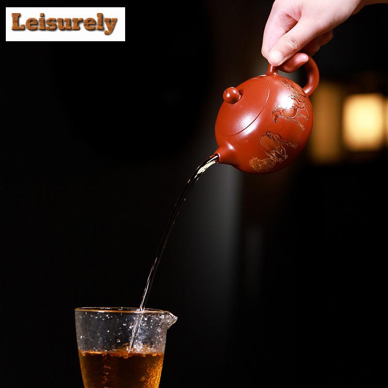 250ml Elegant Yixing Purple Clay Teapots Handmade Xishi Pot Raw Ore Dahongpao Mud Kettle With Strainer Chinese Zisha Tea Set Tea
