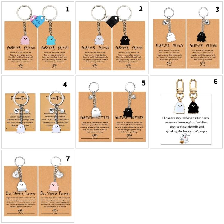 Spooky Wraith Key Ring Halloween Stocking Stuffer for Women Girls Teens Cute Boo Basket Gift for Friend With Gift Card