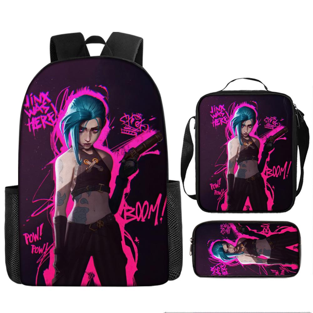 Battle of the Twin Cities Arcane Children's School Bag Pencil Case Backpack Elementary School Cartoon Backpack Three-piece Set