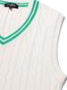 20Th Hole Cable Contrast V-Neck Knit Vest [Ivory Green]