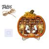 Festive Decor Halloween Door Sign, Glowing Ghost Hanging Decor, Wooden LED Window Theme Ornament for Party, Spooky Wall Pendant Home Decorative Props