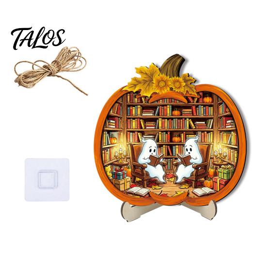 Festive Decor Halloween Door Sign, Glowing Ghost Hanging Decor, Wooden LED Window Theme Ornament for Party, Spooky Wall Pendant Home Decorative Props