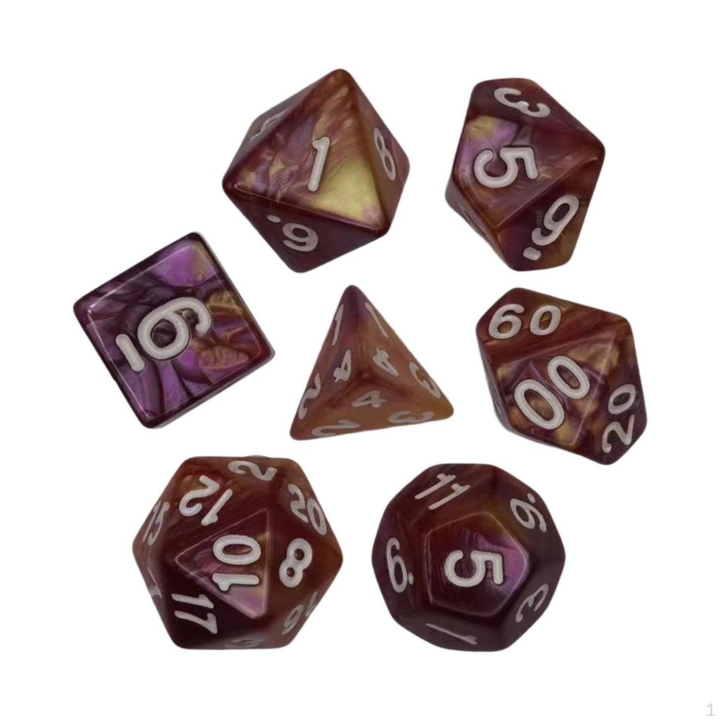 7 stycken färgglada polyedriska tärningar samling brädspelsrekvisita leksaker presenter Hållbar slät yta för