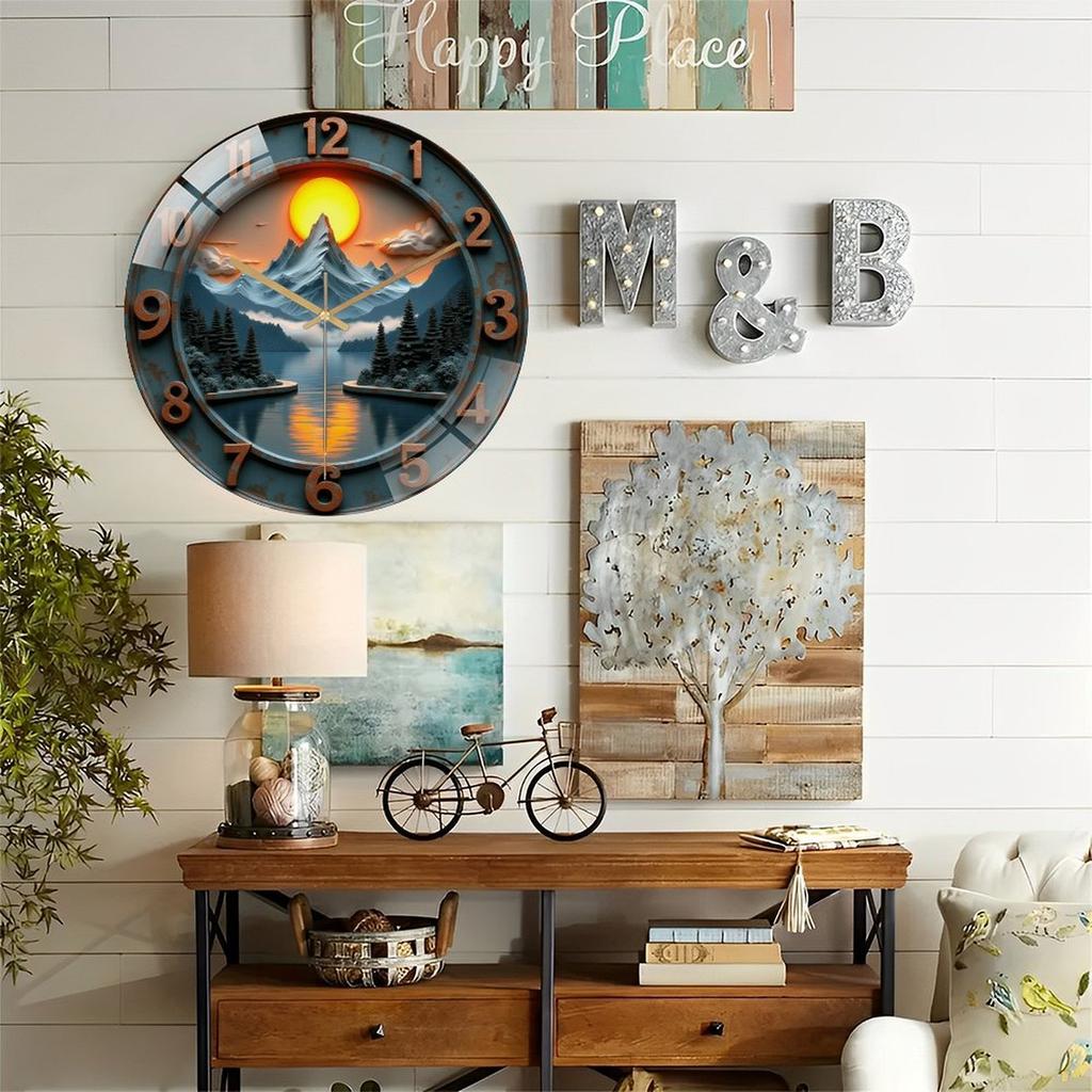 30cm Diameter Glass Wall Clock with Silent Mechanism Perfect for Bedrooms