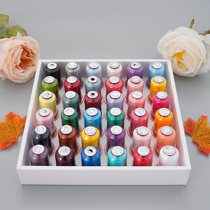 36-Color Embroidery Thread, Polyester 120D Sewing Thread Home Textiles Curtain Color Embroidery Thread Computer Embroidery Thread Set