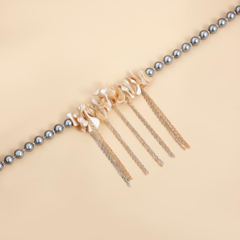 Artistic Shell And Fringe Layering Chokers Necklace With Glass Beads For Women Elegant Jewelry Gift