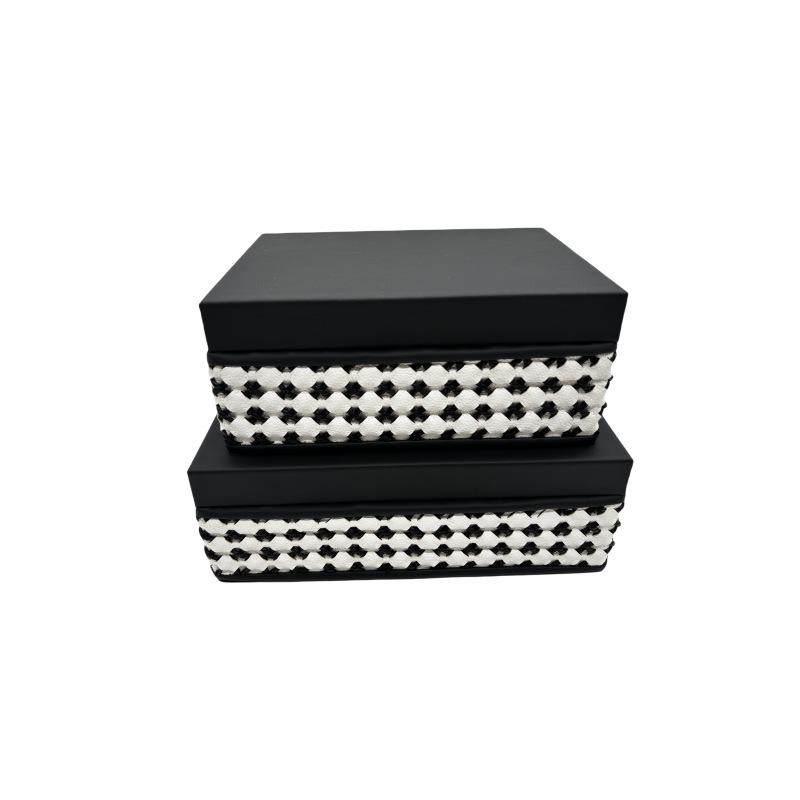 Elegant Woven Leather Jewelry Storage Box for Bedroom or Desktop. 205x145x85 чёрный