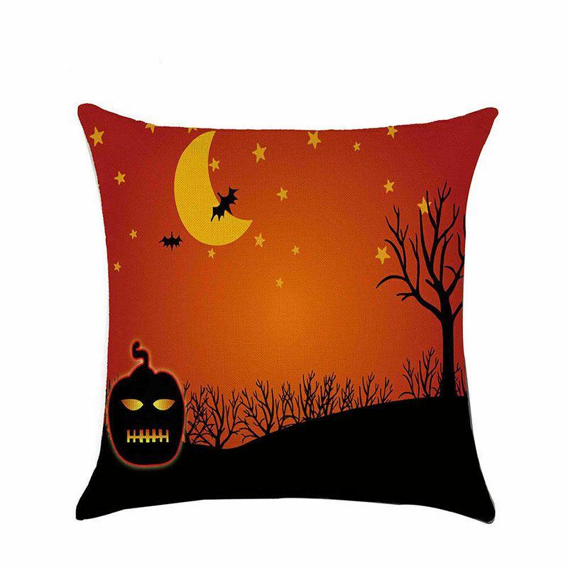 Cotton Linen Halloween Sofa Decor Cushion Cover With Stylish Pumpkin Design