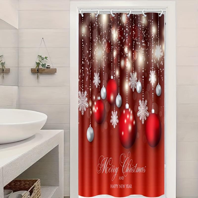 

Christmas Decorative Shower Curtain, Suitable For Home Bathroom Decoration, High Quality, Moisture-Resistant W60H190(CM)-1 Pcs