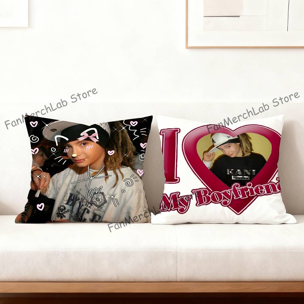Singer TTom Kaulitz Anime Pillow Case Antidustmite Pillowcase Invisible zipper silky short plush Sofa cushion cover