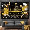 Birthday Party Decors Backdrops Golden Pink Blue Black Balloon Cake Adult Customized Poster Baby Kid Banner Vinyl Backgrounds