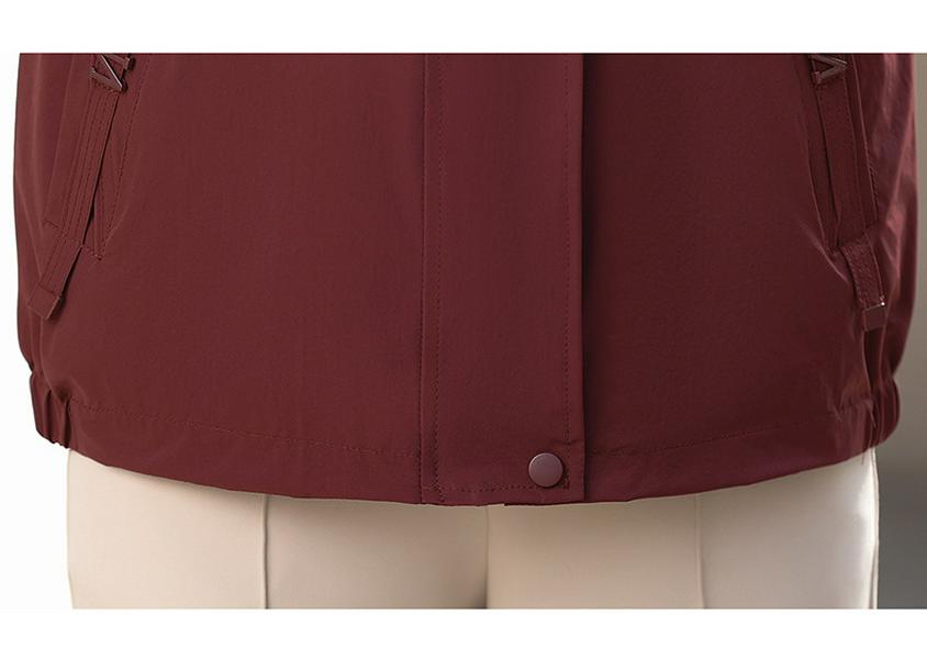 Women's Casual Windproof Windbreaker Jacket - Solid Color, Zipper Cardigan for Middle-Aged & Elderly