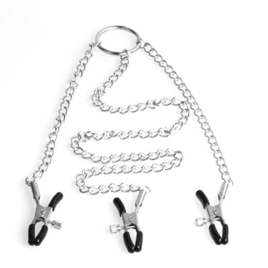 Breast Clamp Amusing Erotic Feeling Tightness Adjustable Three Clamp Breast Stimulation Clip for Couple