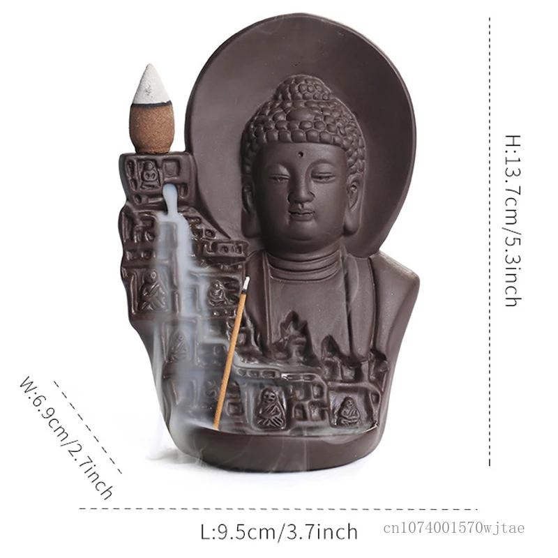

Chinese Style Backflow Incense Burner, Sculpture Purple Sand, Aromatherapy Furnace, Home Decor, Tibetan Buddha, Bodhisattva, 1Pc