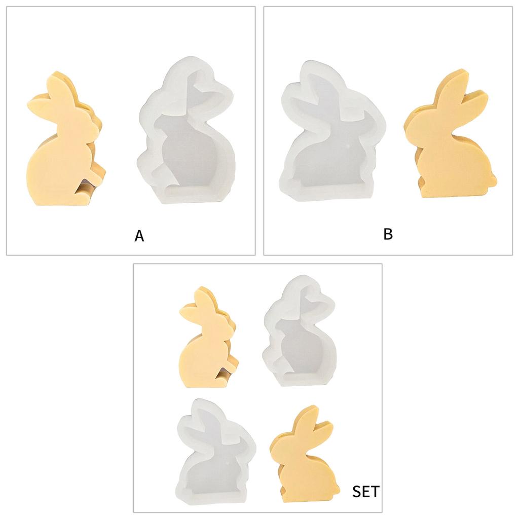 Rabbit Candlestick Silicone Mold Gypsum Plaster Mold Easter Candle Holder Molds for DIY Jewelry Organizer Home Decor
