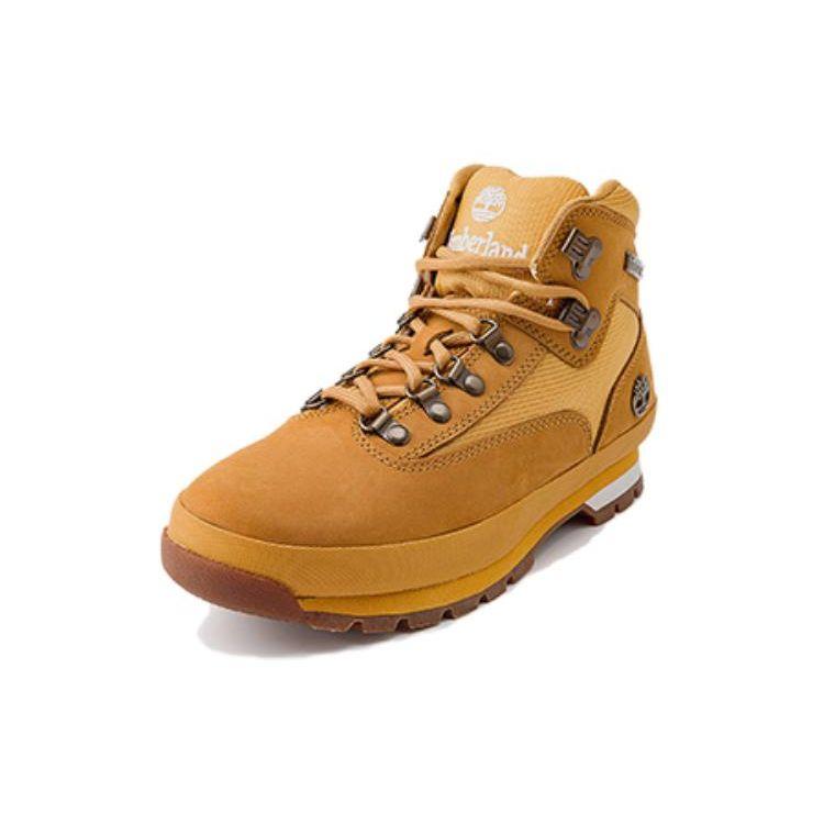 Timberland Euro Hiker Round Toe Comfortable Slip Resistant Durable Mid Top Outdoor Functional Shoes Men Shoes Brown 91566W