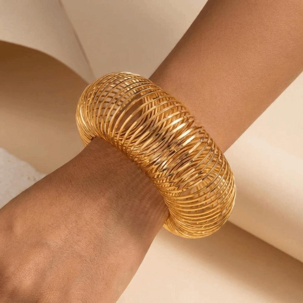 Zink Zinklegierung Geometrisches Armband Runde Form Spirale Manschettenarmband Kräftiges Einziehbares Armband Party-Schmuck