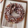 Women Korean Style Leopard Print Magnetic Buckle Scarf Thin Triangle Neck Kerchief Versatile Decorative Neck Scarf for Spring Autumn