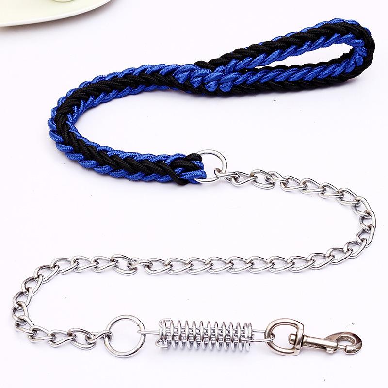 Large Dog Leash Dog Chain Anti-bite Punch Golden Retriever Alaska Collar Medium Large Dog Dog Leash Iron Chain