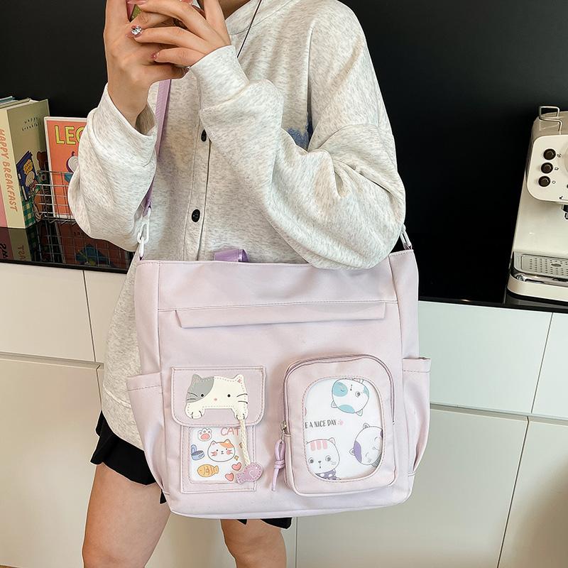 Borsa a tracolla da studente per campus, grande capacità, borsa a spalla da donna, borsa a mano