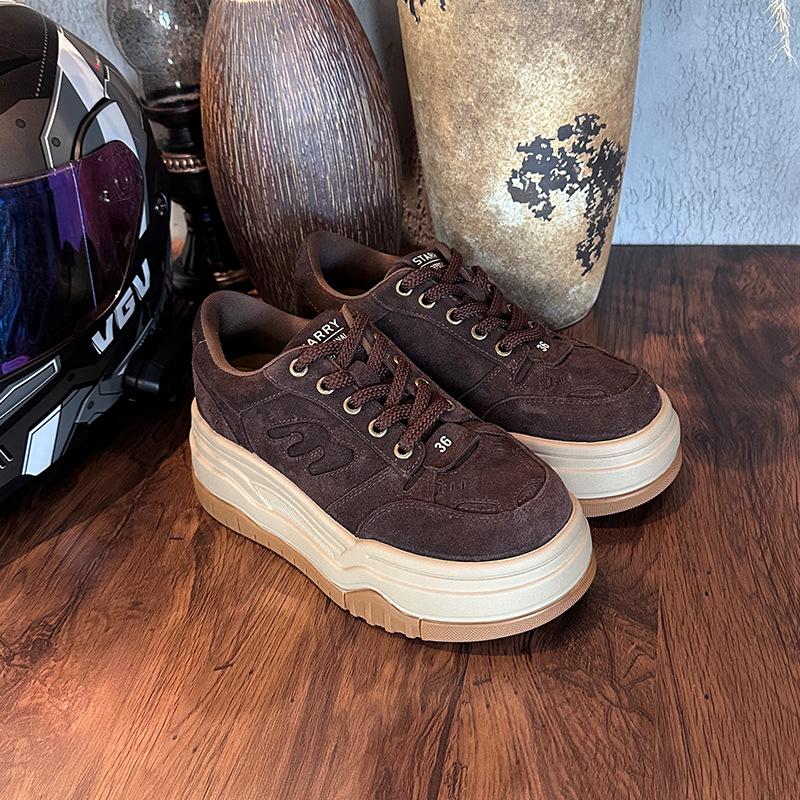 Absorbent Film Bottom First Layer Cowhide Little White Shoes Women's 2025 Autumn New Thick-soled Heightening Shoes Women's Light Luxury High-end W