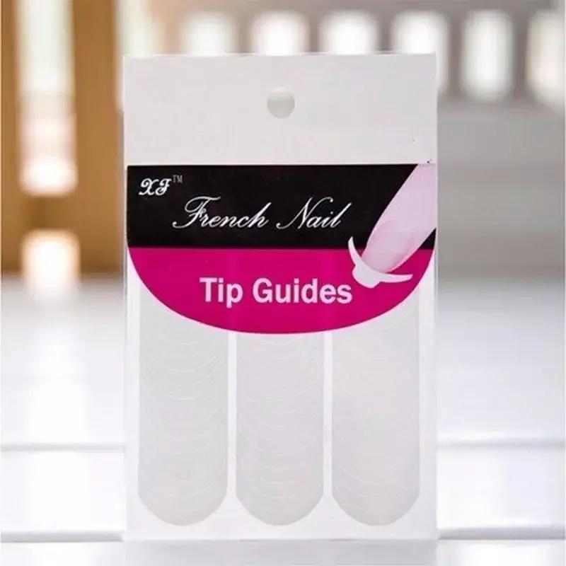 3 Pack New French Type Manicure Nail Art Tips Tape Sticker Guide Stencil (Color: White).