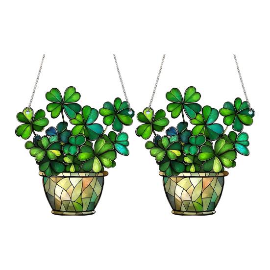 

1/2/3 шт. Четырехлистный клевер, витражное стекло, декор, искусственная зелень, подарок для женщин, клевер ручной работы, цветное стеклянное растительное украшение 2pcs