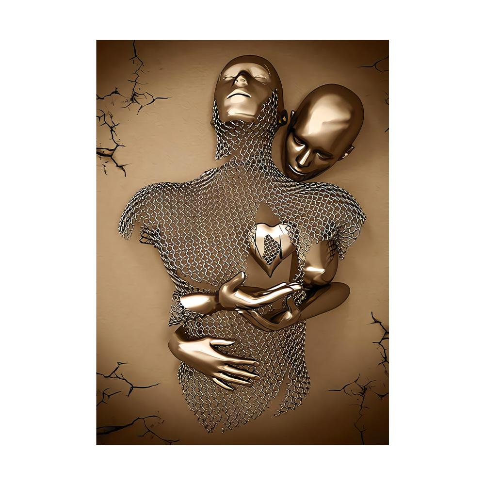 Modern Metal Figure Statue Art Romantic Minimalist Wall Art Print Canvas Painting Posters for Living Room Modern Home Decor
