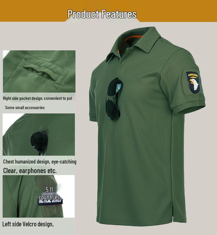Quick-Dry Elastic Polo Shirts for Outdoor Sports and Tactical Fitness